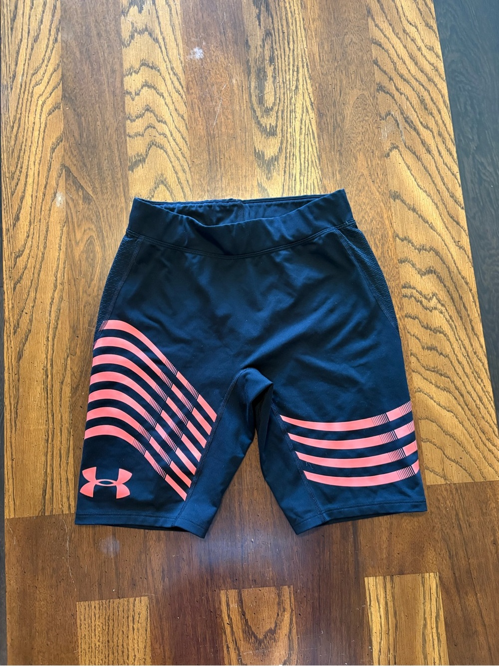 Under Armour Black HeatGear Compression Shorts with White Logo